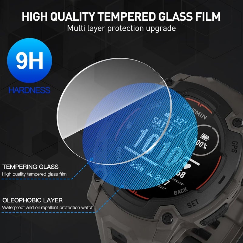 Suoman 3-pack for Garmin instinct E 45mm Screen Protector, Charger Port + [Anti Scratch] 9H Tempered Glass Protective Film - Image 5